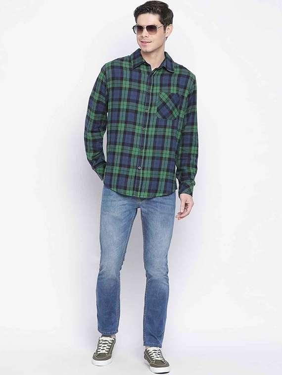 green checkered casual shirt - 18039770 - Standard Image - 3
