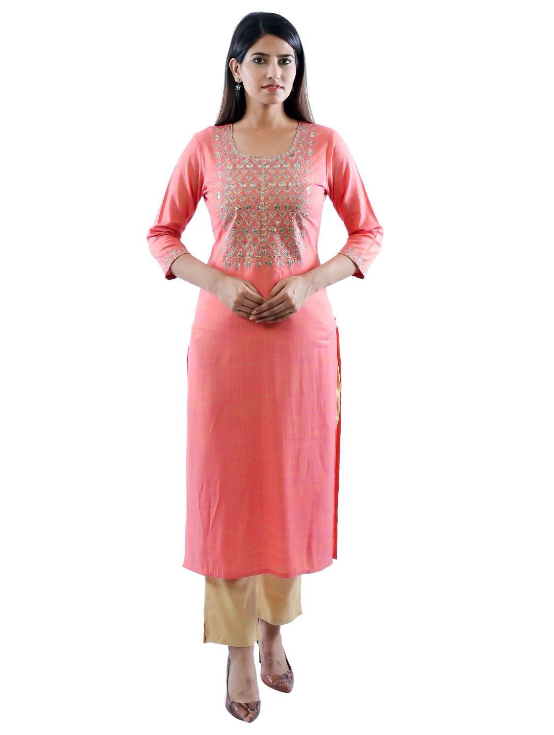 pink viscose kurta legging  set