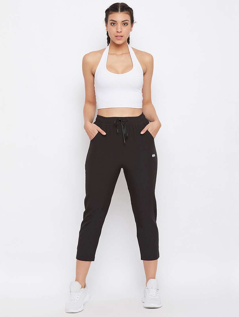 high rise solid track pant - 18040708 -  Standard Image - 3