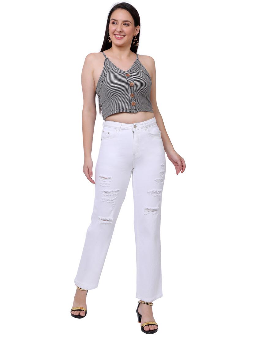 high rise knee slit jean - 18041267 - Standard Image - 3