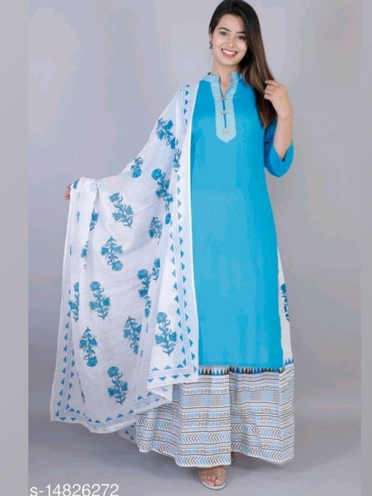 stylish rayon solid kurta with palazzo - 18041286 - Zoom Image - 0