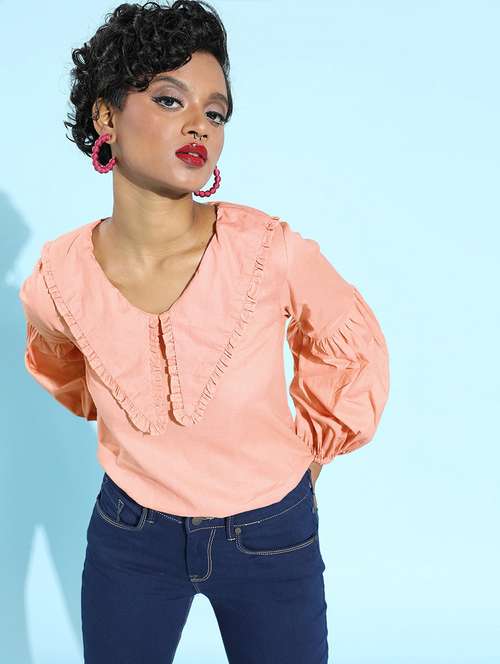 women's straight overlap neck top - 18041357 -  Standard Image - 0