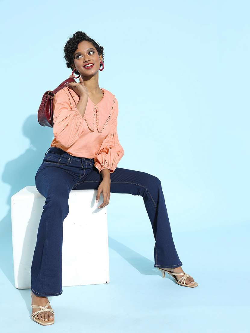 women's straight overlap neck top - 18041357 -  Standard Image - 3