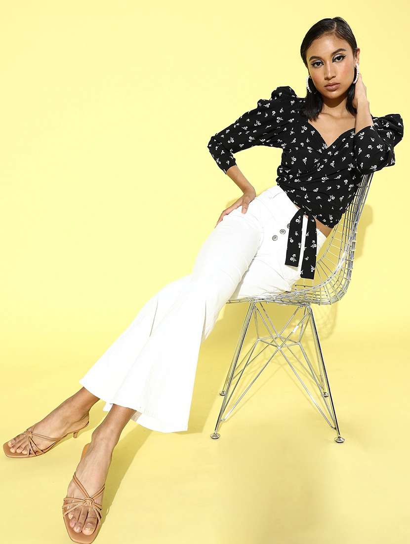 women's wrap overlap neck top - 18041359 -  Standard Image - 3