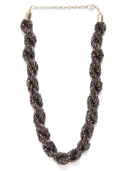gunmetal-toned & bronze-toned glass beaded statement twisted necklace - 18041703 -  Standard Image - 0