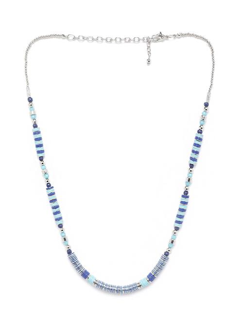 blue silver-plated beaded necklace - 18041715 - Standard Image - 0