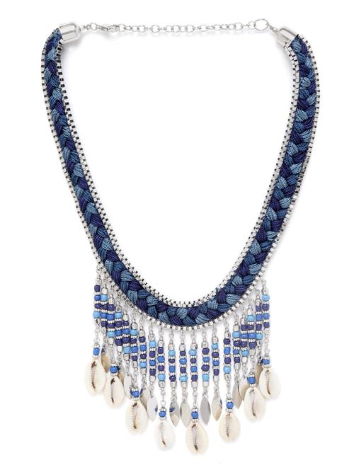 lue silver-plated beaded sea shell detail braided tribal necklace - 18041717 -  Standard Image - 0