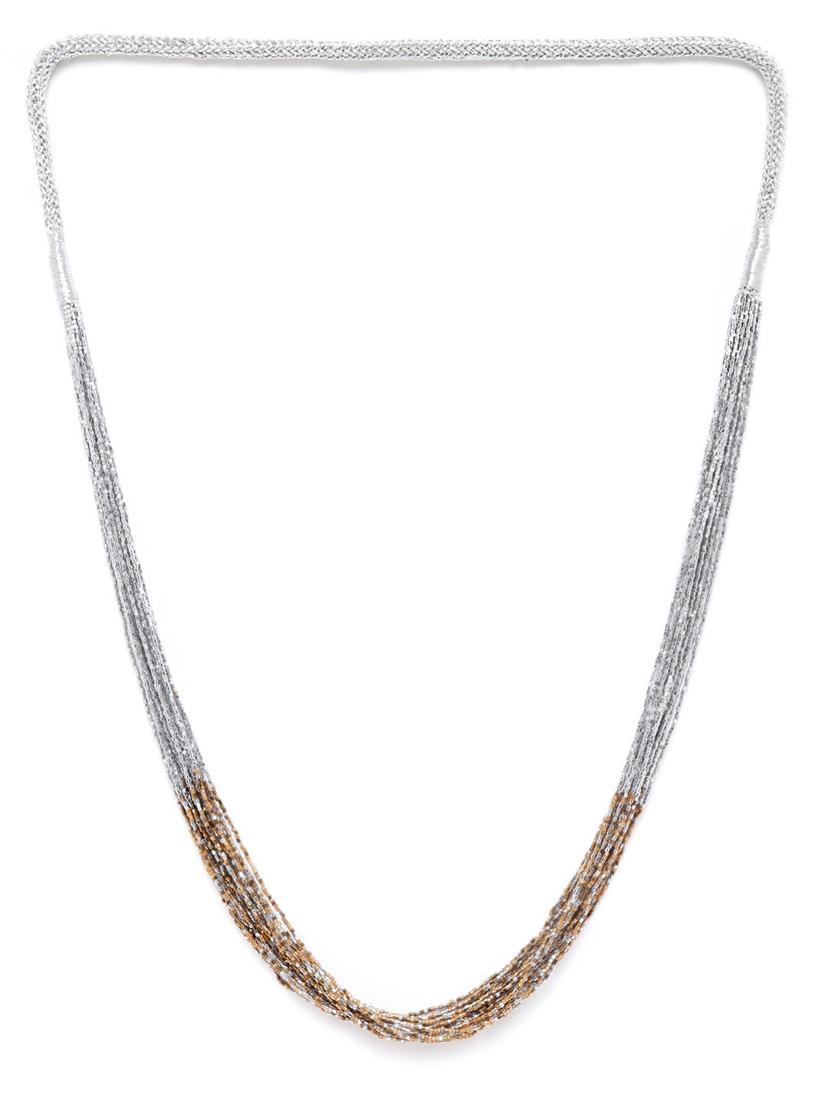 silver-toned & gold-toned beaded multi-stranded necklace - 18041871 - Zoom Image - 0