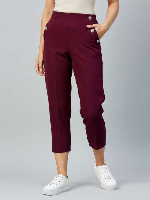 wine color solid trouser  - 18042155 -  Standard Image - 0