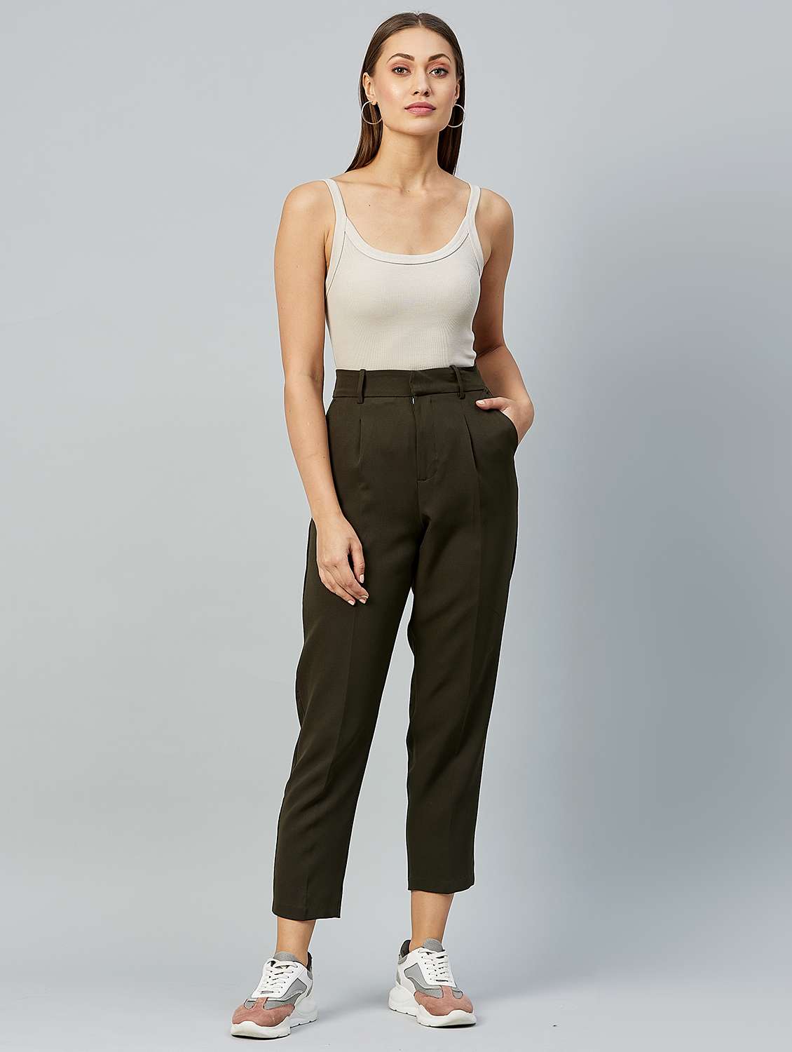 high rise pleated trouser - 18042159 -  Standard Image - 3