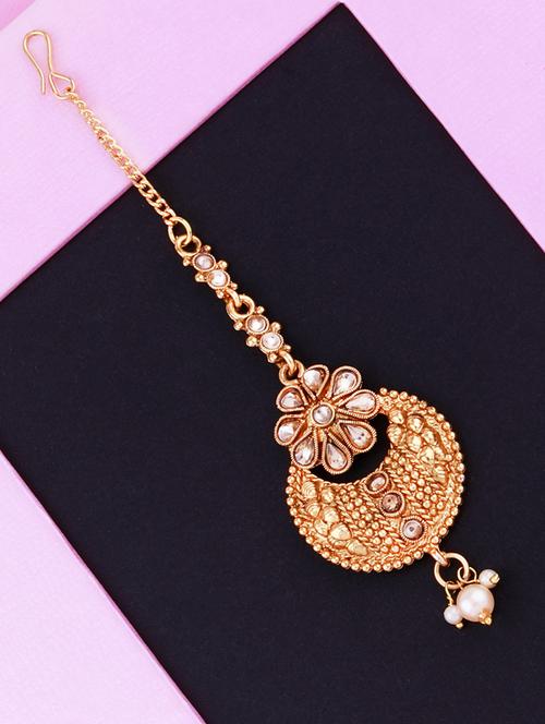 amazing gold plated traditional maang tikka - 18042326 -  Standard Image - 0