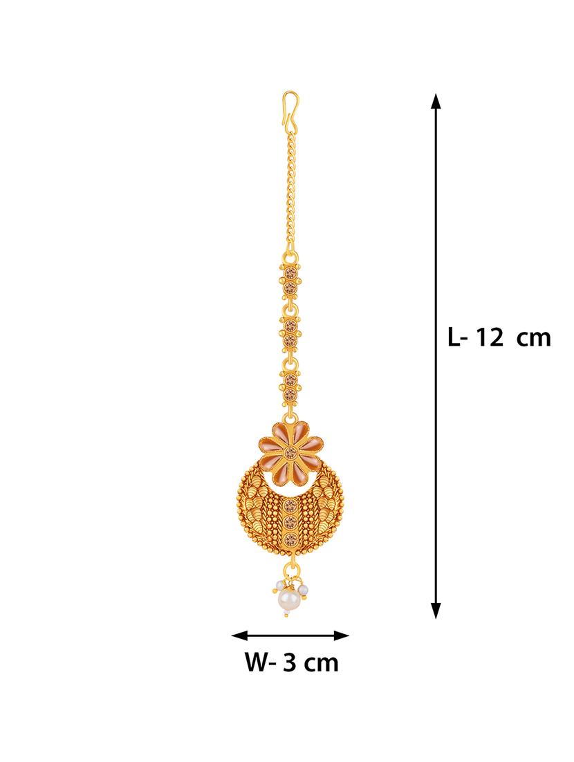 amazing gold plated traditional maang tikka - 18042326 - Standard Image - 3
