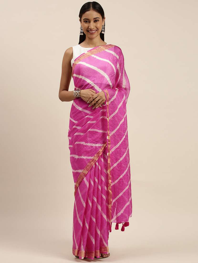 women's leheriya pink colored saree