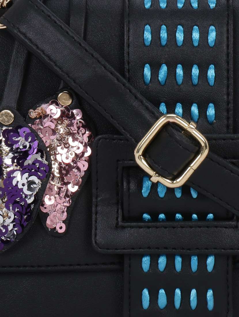 black leatherette (pu) sling bag - 18042358 - Standard Image - 3