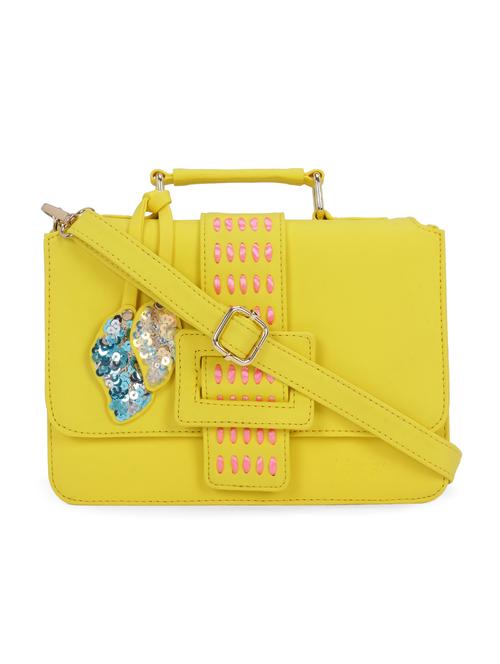 yellow leatherette (pu) sling bag - 18042359 - Standard Image - 0