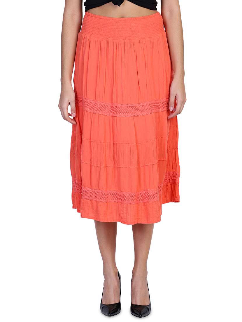 mid rise solid a-line skirt