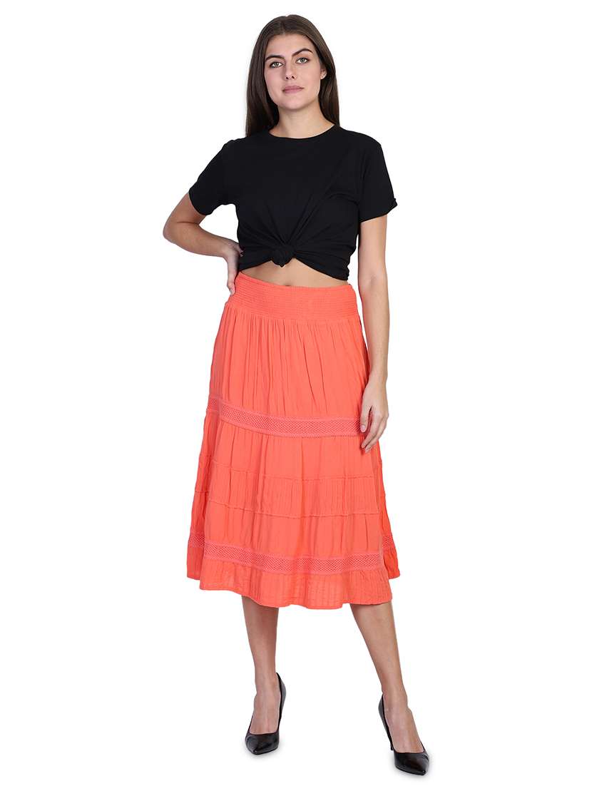 mid rise solid a-line skirt - 18042561 - Standard Image - 3
