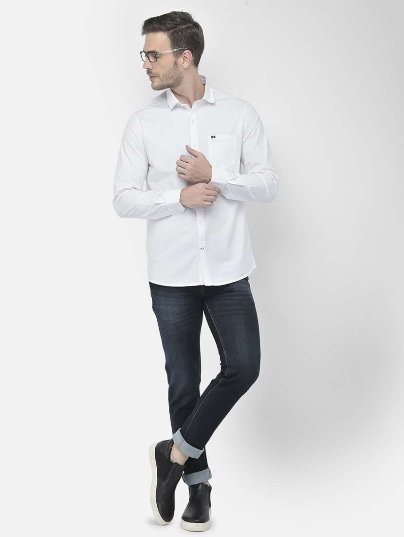 white solid casual shirt - 18042944 -  Standard Image - 3