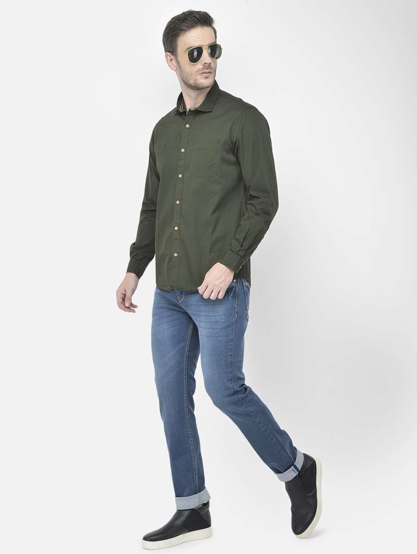 green solid casual shirt - 18042950 - Standard Image - 3