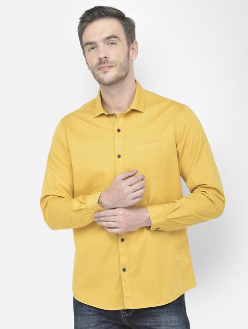 yellow solid casual shirt - 18042951 - Standard Image - 0
