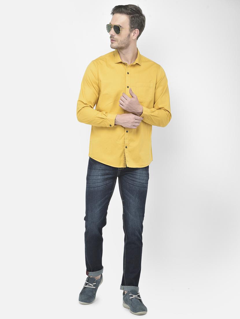 yellow solid casual shirt - 18042951 - Standard Image - 3