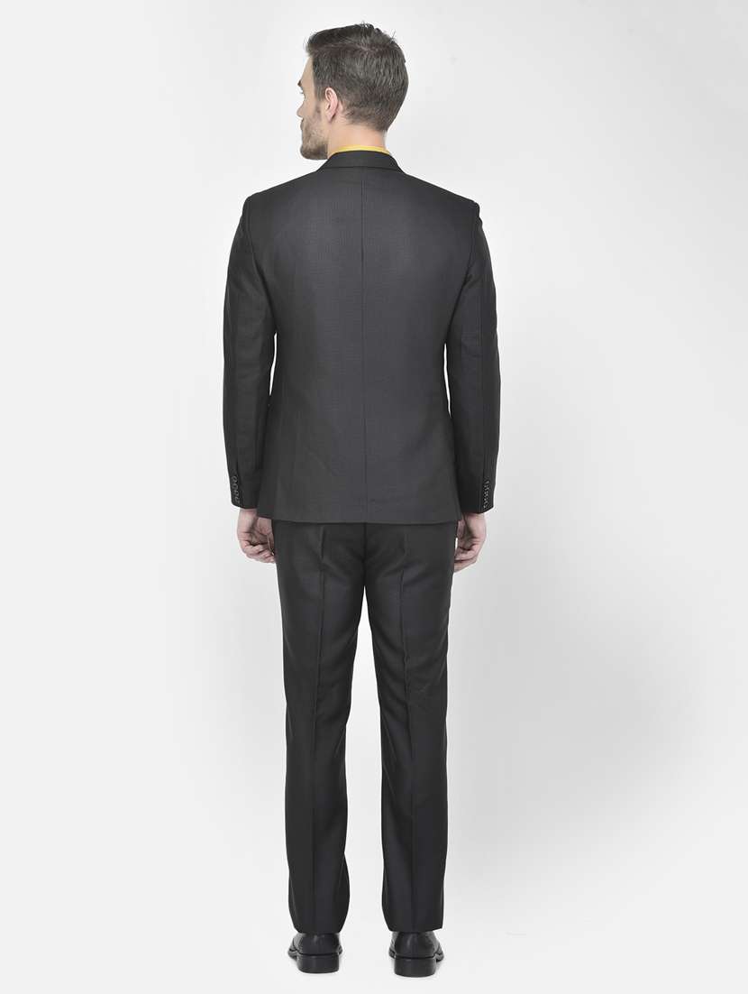 black self design single breasted suit - 18042976 -  Standard Image - 3
