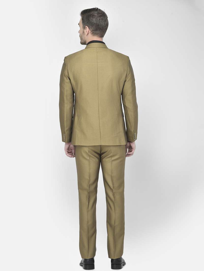 yellow self design single breasted suit - 18042978 -  Standard Image - 3