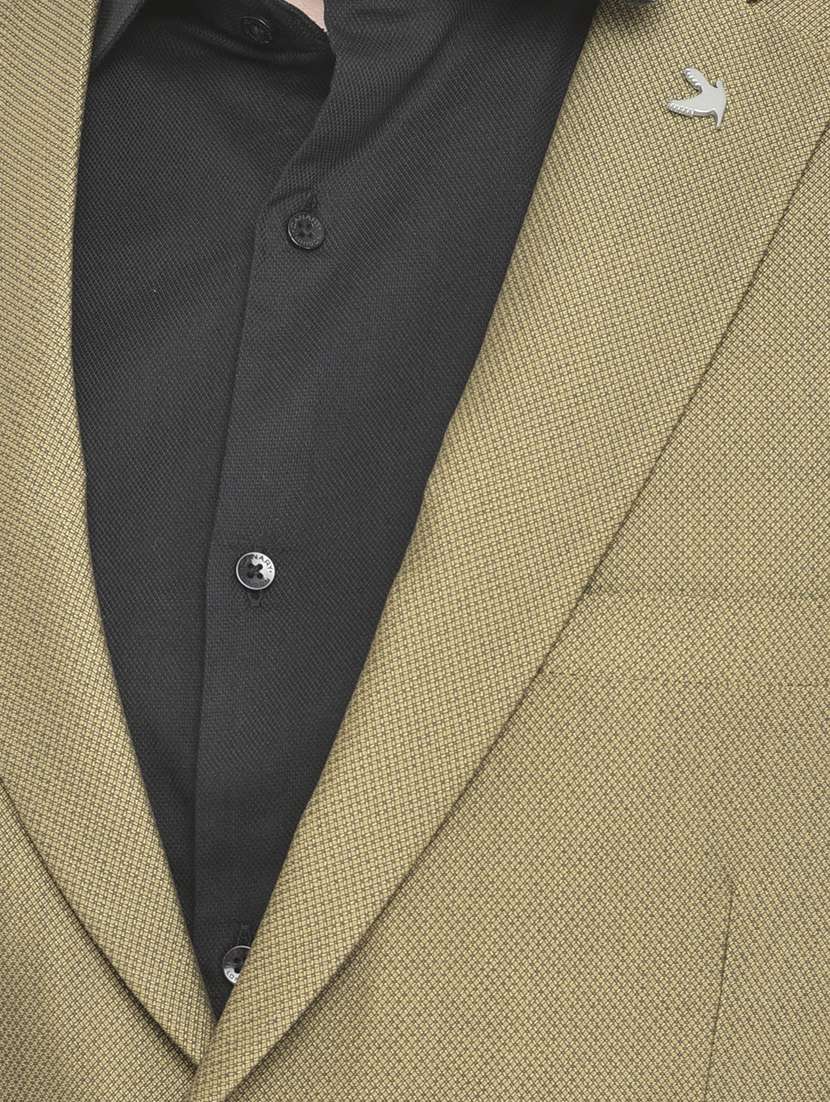 yellow self design single breasted suit - 18042978 -  Standard Image - 5