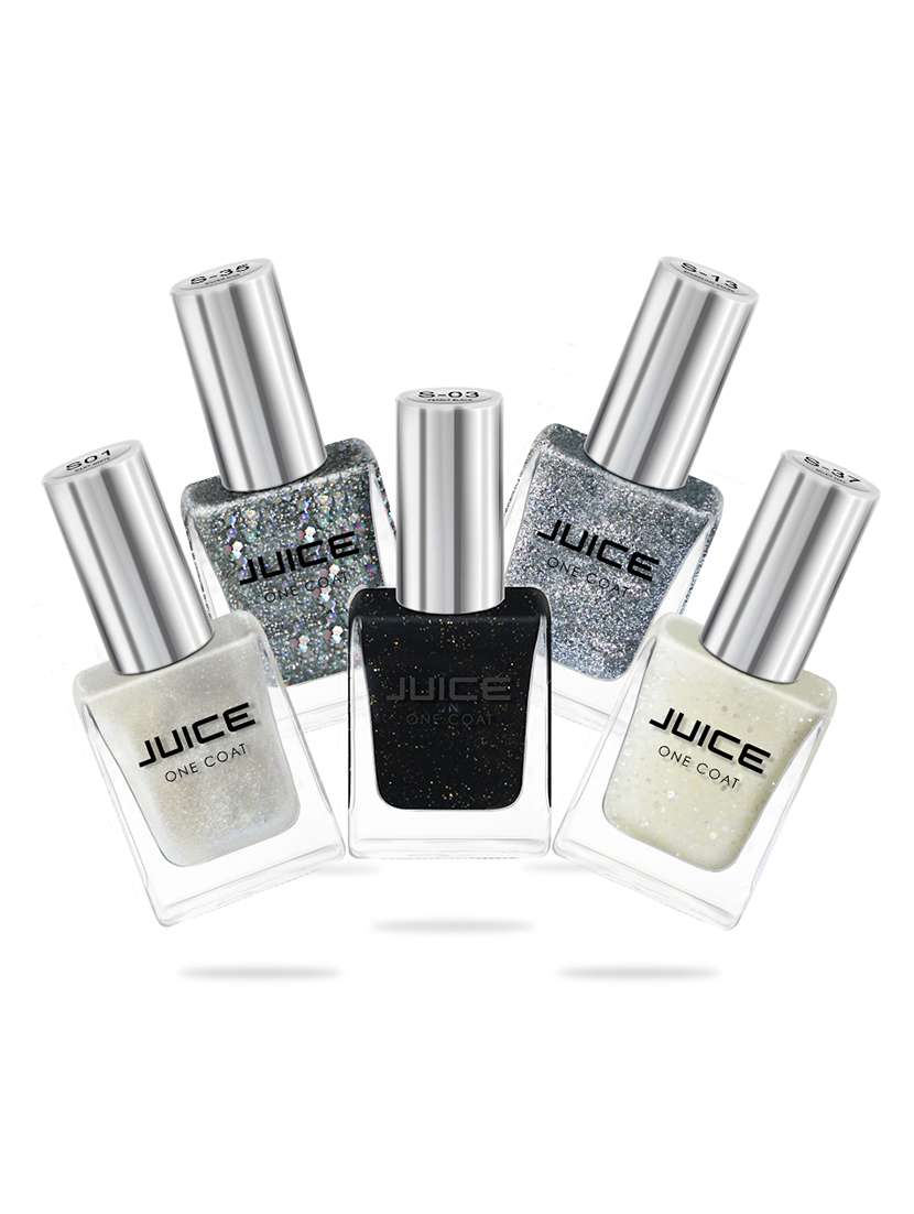 Buy online Juice Nail Polish Pack Of 5 Silky Whites01/pearly Blacks03