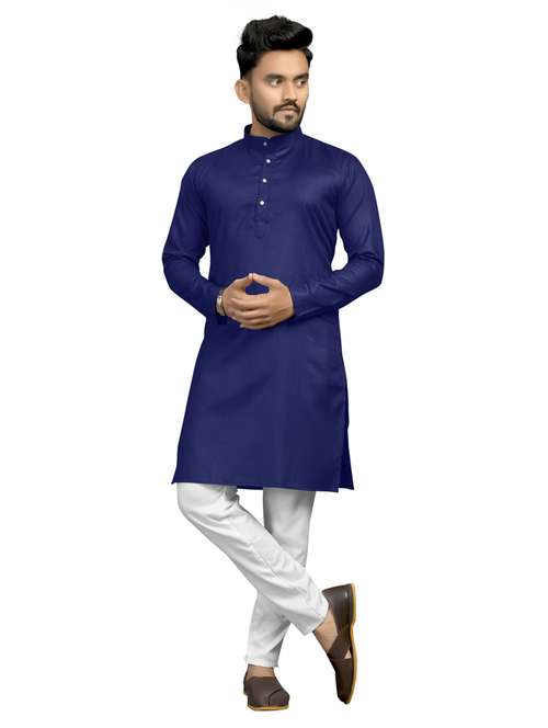 men mandarin neck solid kurta pyjama set 