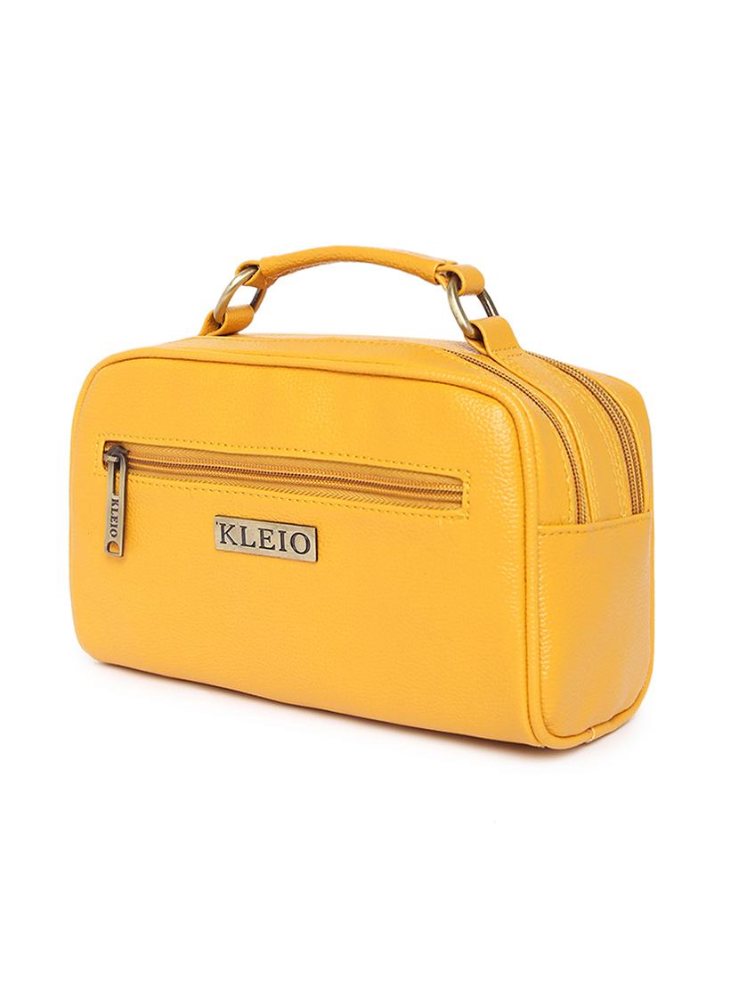 yellow leatherette (pu) regular pouch - 18044586 - Standard Image - 3