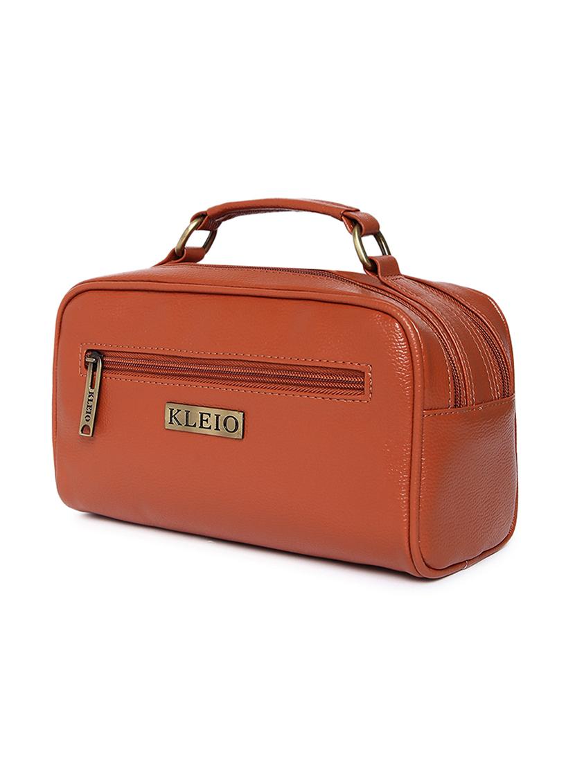 tan leatherette (pu) regular pouch - 18044590 - Standard Image - 3