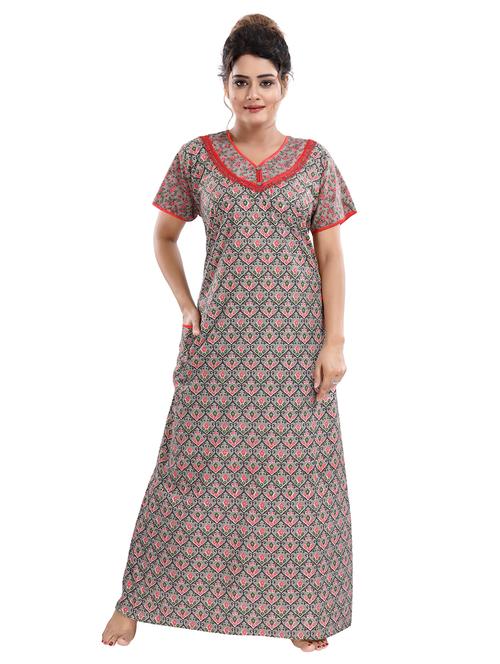 v-neck printed nighty - 18044648 - Standard Image - 0