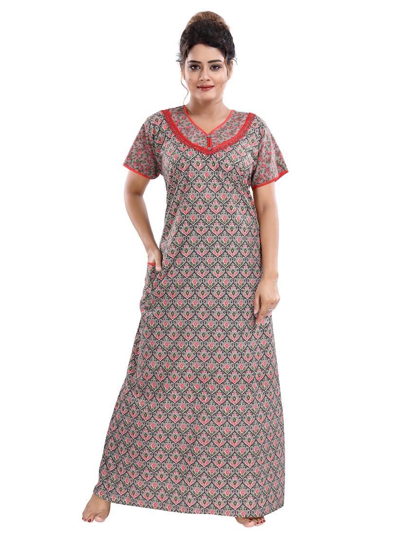 v-neck printed nighty - 18044648 - Zoom Image - 0