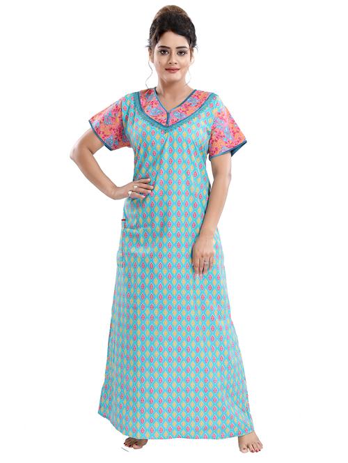 v-neck printed nighty  - 18044662 -  Standard Image - 0