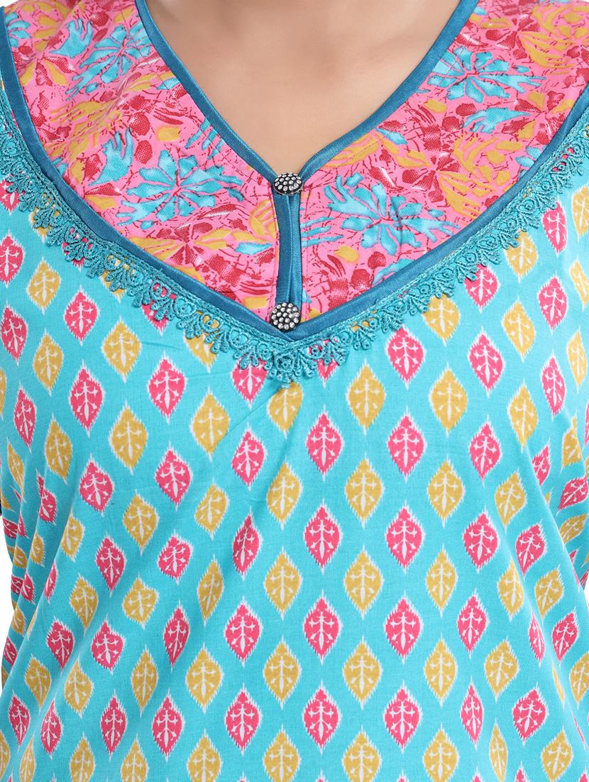 v-neck printed nighty - 18044662 - Standard Image - 3