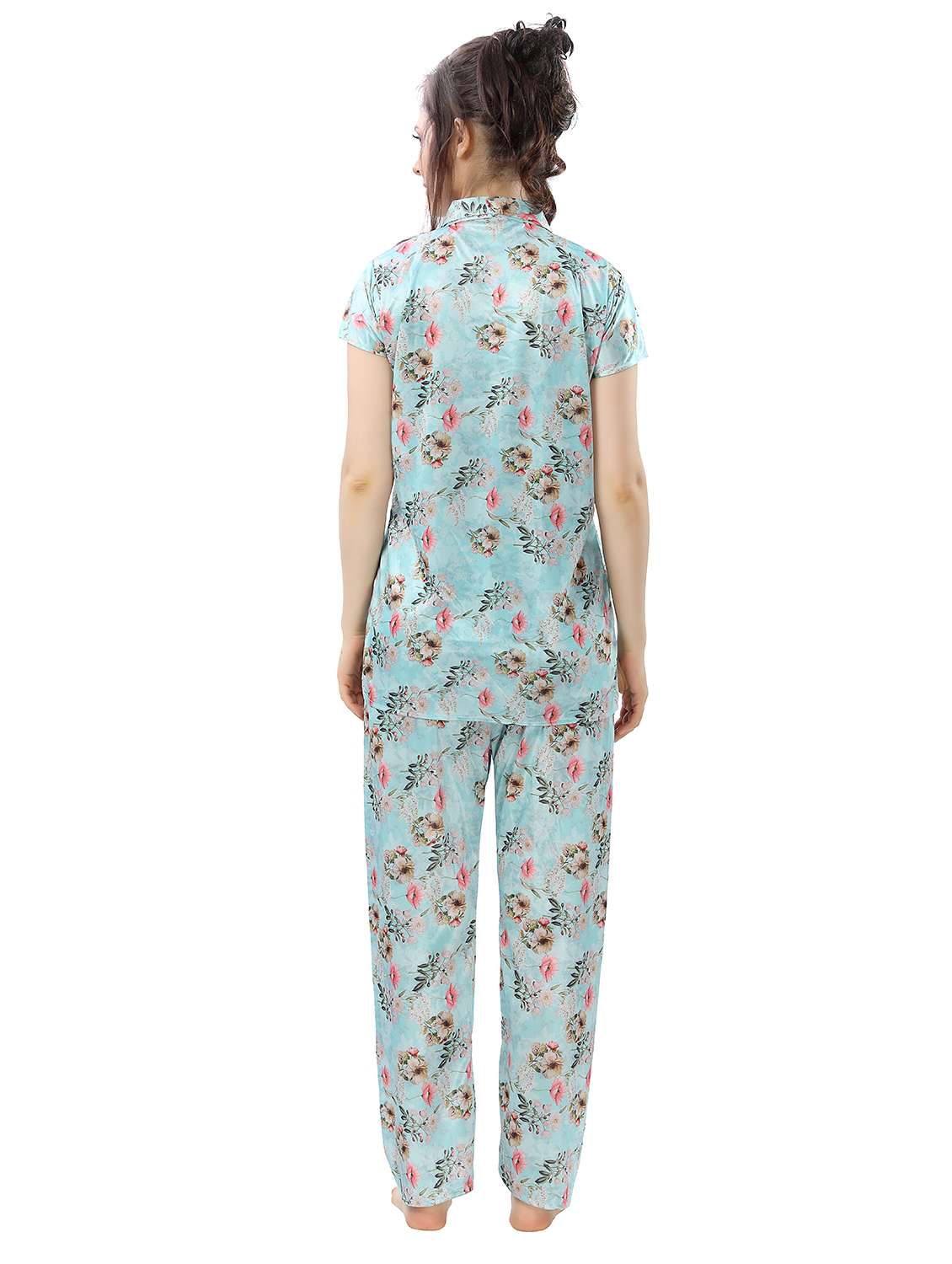 green satin pyjama set nightwear - 18044696 -  Standard Image - 3