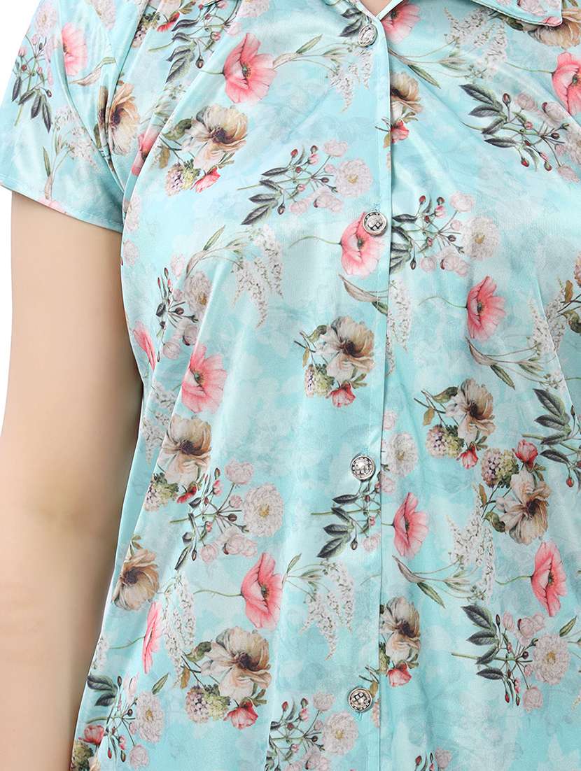 green satin pyjama set nightwear - 18044696 -  Standard Image - 5