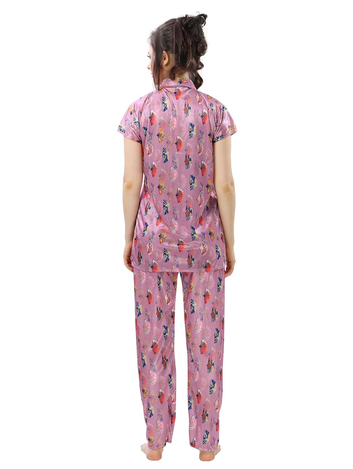 pink satin pyjama set nightwear - 18044697 -  Standard Image - 3