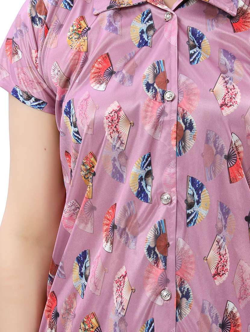 pink satin pyjama set nightwear - 18044697 -  Standard Image - 5