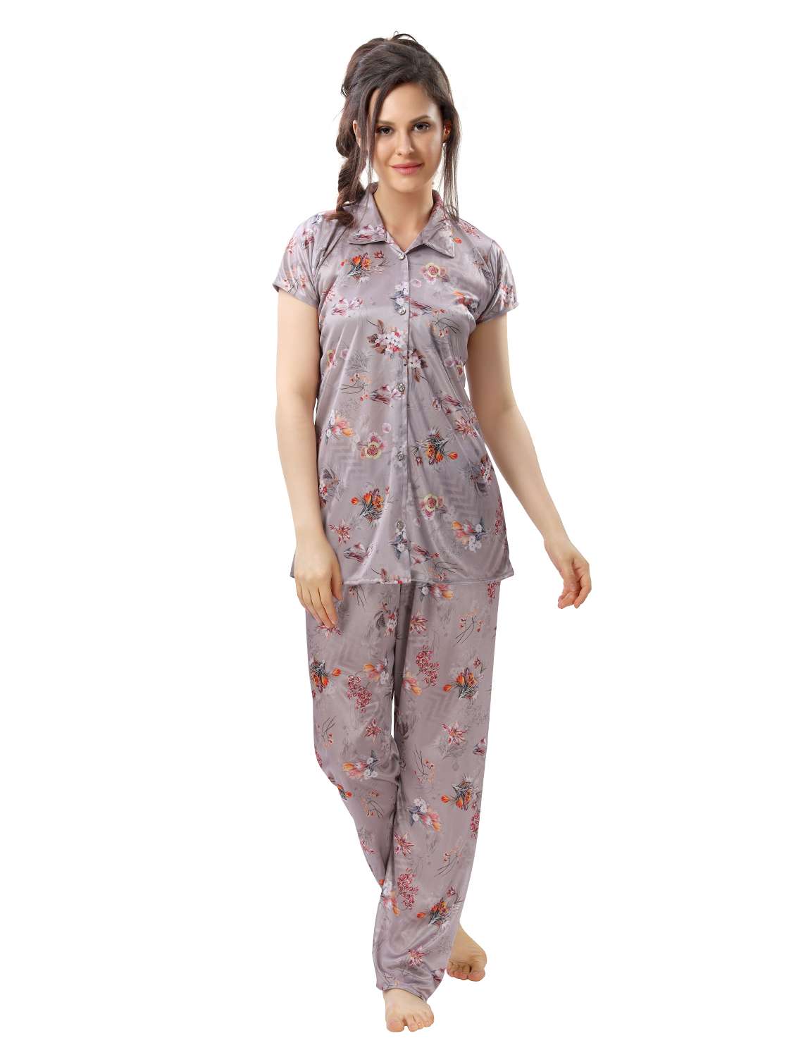 Buy online Pink Satin Pyjama Set Nightwear from sleepwear for