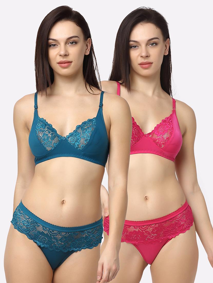 set of 2 laced bra & panty set  - 18045120 -  Zoom Image - 0