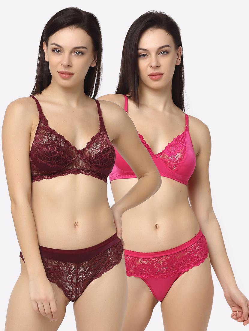 set of 2 laced bra & panty set - 18045129 - Zoom Image - 0
