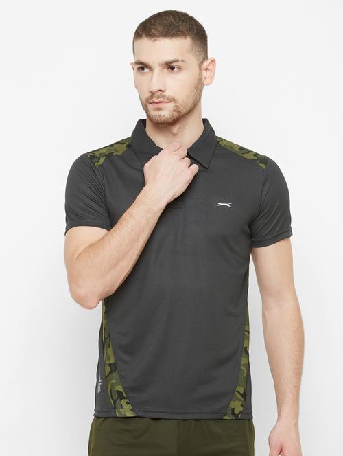 black printed polo t-shirt - 18045363 -  Standard Image - 0