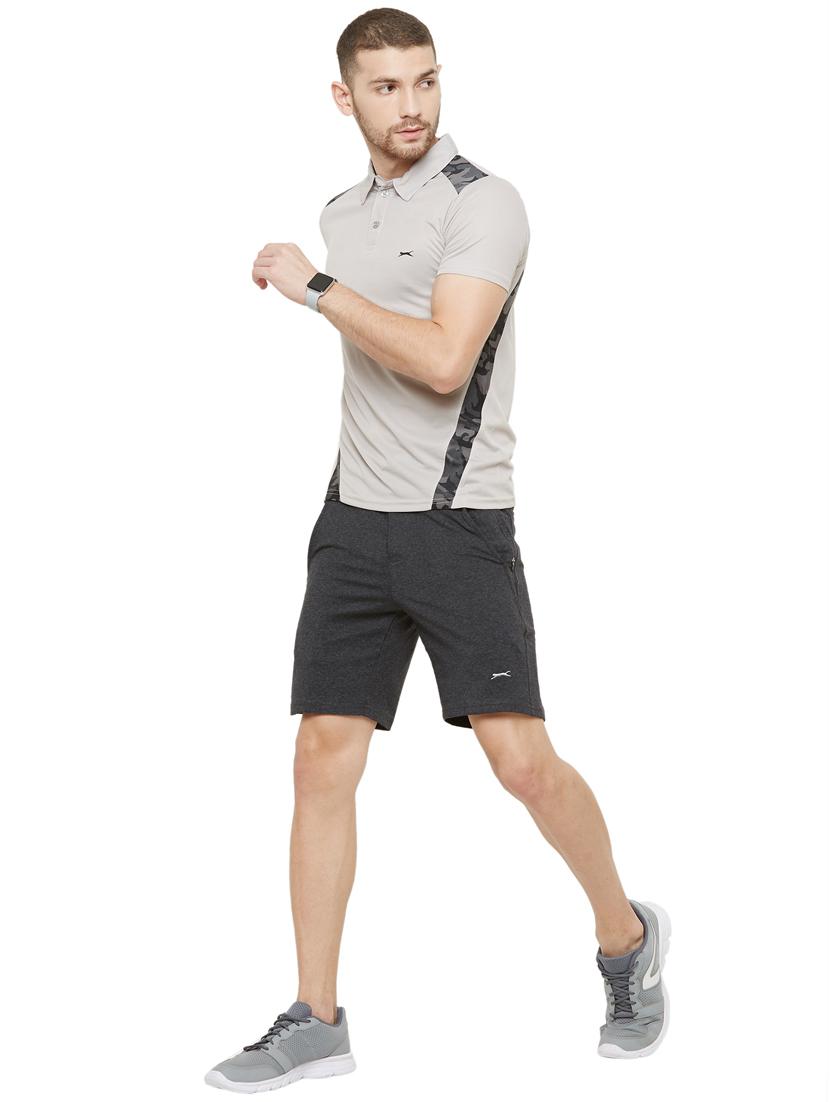 grey color block polo t-shirt - 18045365 - Standard Image - 3