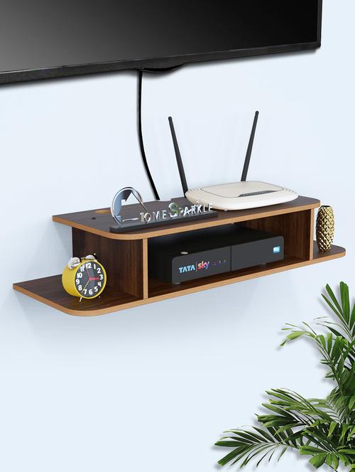 home sparkle straight set top box holder floating shelf (dark brown) - 18045679 - Standard Image - 0