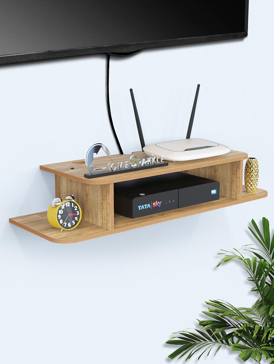 home sparkle straight set top box holder floating shelf (dark brown) - 18045680 -  Zoom Image - 0