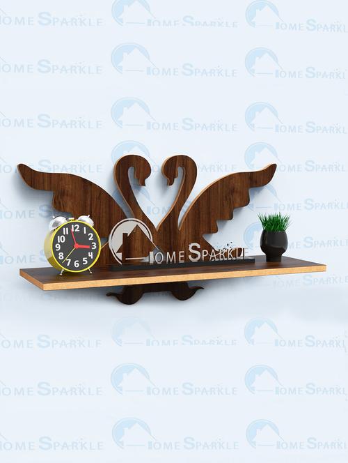 home sparkle duck shape wall shelf mdf made wall mounted floating shelves innovative wall hanging (dark brown) - 18045687 - Standard Image - 0