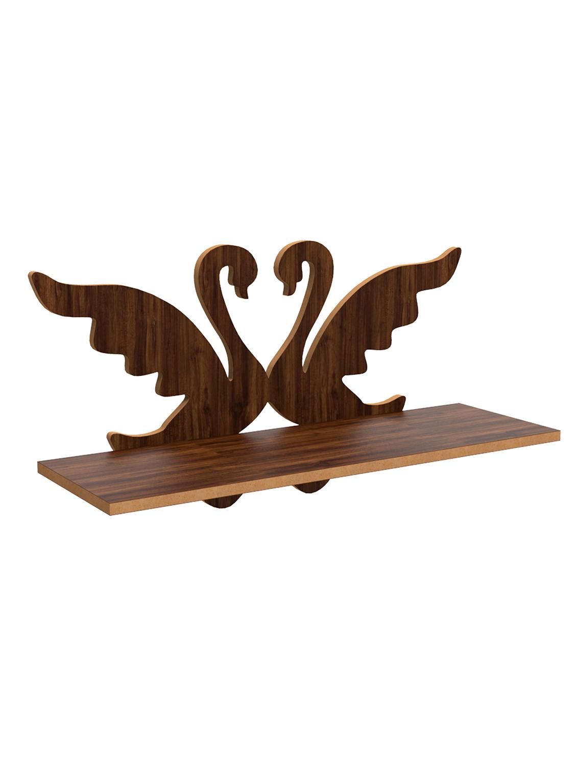 home sparkle duck shape wall shelf mdf made wall mounted floating shelves innovative wall hanging (dark brown) - 18045687 - Standard Image - 3