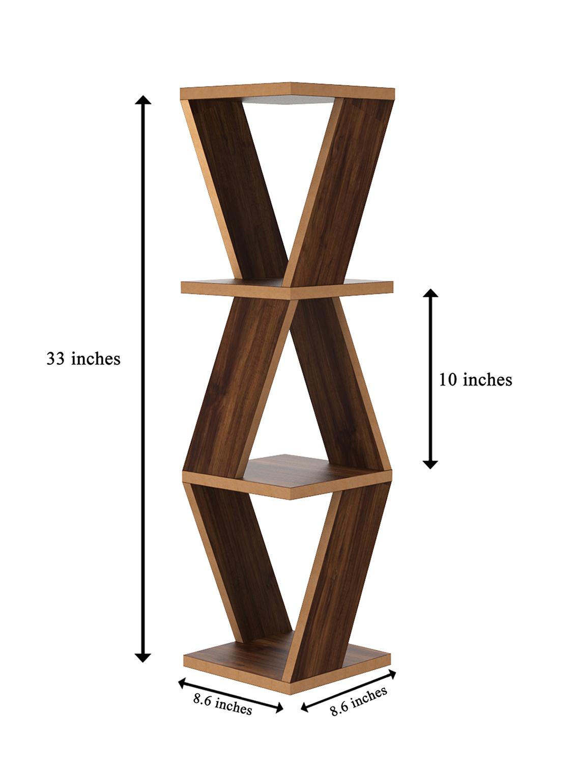 home sparkle triangular corner wall shelf mdf wall shelf rack wall mounted floating shelves (dark brown) - 18045691 - Standard Image - 3